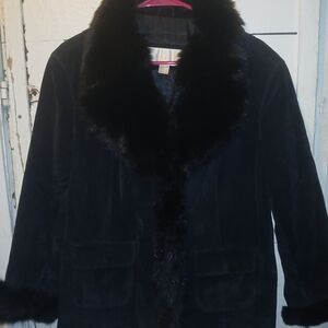 Elegant Black Faux Fur Women's Coat